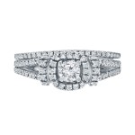 3/4ct TDW Halo Diamond Wedding Ring Sets - Handcrafted By Name My Rings™