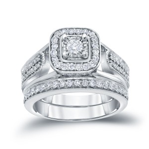 3/4ct TDW Round Diamond Vintage Inspired Bridal Ring Set - Handcrafted By Name My Rings™
