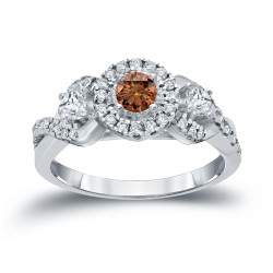 3/5ct TDW Halo Brown Diamond Engagement Ring - Handcrafted By Name My Rings™