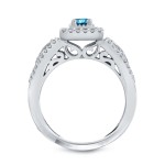 3/5ct TDW Round Blue Diamond Cluster Bridal Ring Set - Handcrafted By Name My Rings™