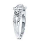 3/5ct TDW Round Diamond Cluster Engagement Ring - Handcrafted By Name My Rings™