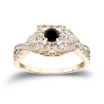 4/6ct TDW Halo Black Diamond Engagement Ring - Handcrafted By Name My Rings™