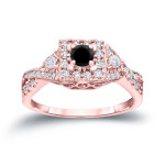 4/6ct TDW Halo Black Diamond Engagement Ring - Handcrafted By Name My Rings™
