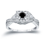 4/6ct TDW Halo Black Diamond Engagement Ring - Handcrafted By Name My Rings™