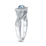 4/6ct TDW Halo Blue Diamond Engagement Ring - Handcrafted By Name My Rings™