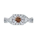 4/6ct TDW Halo Brown Diamond Engagement Ring - Handcrafted By Name My Rings™