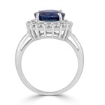 Gold  5 1/5ct Blue and White Sapphire Halo Engagement Ring - Handcrafted By Name My Rings™