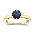 Gold 1 1/2ct 6-Prong Round Cut Blue Sapphire Solitaire Engagement Ring - Handcrafted By Name My Rings™