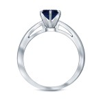 Gold 1 1/2ct 6-Prong Round Cut Blue Sapphire Solitaire Engagement Ring - Handcrafted By Name My Rings™