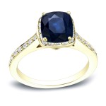 Gold 1 1/2ct Blue Sapphire and 1/2ct TDW Diamond Halo Engagement Ring - Handcrafted By Name My Rings™