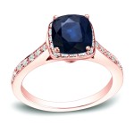 Gold 1 1/2ct Blue Sapphire and 1/2ct TDW Diamond Halo Engagement Ring - Handcrafted By Name My Rings™