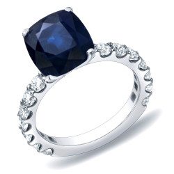 Gold 1 1/2ct Blue Sapphire and 1ct TDW Diamond Engagement Ring - Handcrafted By Name My Rings™