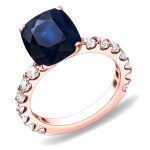 Gold 1 1/2ct Blue Sapphire and 1ct TDW Diamond Engagement Ring - Handcrafted By Name My Rings™