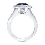 Gold 1 1/2ct Blue Sapphire and 3/5ct TDW Round Diamond Halo Engagement Ring - Handcrafted By Name My Rings™