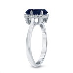 Gold 1 1/2ct Oval Cut Blue Sapphire and 1/8ct TDW Diamond Halo Engagement Ring - Handcrafted By Name My Rings™