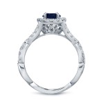 Gold 1 1/2ct Oval Cut Blue Sapphire and 3/5ct TDW Diamond Halo Engagement Ring - Handcrafted By Name My Rings™