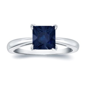 Gold 1 1/2ct Princess Cut Blue Sapphire Solitaire Ring - Handcrafted By Name My Rings™