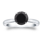 Gold 1 1/2ct Round Black Diamond Solitaire Engagement Ring - Handcrafted By Name My Rings™