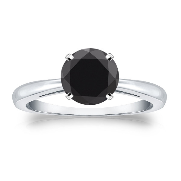 Gold 1 1/2ct Round Black Diamond Solitaire Engagement Ring - Handcrafted By Name My Rings™
