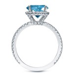 Gold 1 1/2ct TDW Blue Cushion-cut Diamond Halo Engagement Ring - Handcrafted By Name My Rings™