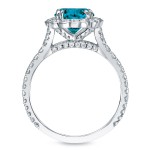 Gold 1 1/2ct TDW Blue Round Halo Diamond Engagement Ring - Handcrafted By Name My Rings™