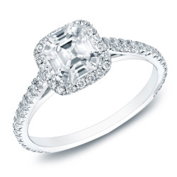 Gold 1 1/2ct TDW Certified Asscher-cut Diamond Halo Engagament Ring - Handcrafted By Name My Rings™