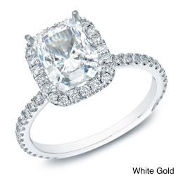 Gold 1 1/2ct TDW Certified Cushion-cut Diamond Halo Engagement Ring - Handcrafted By Name My Rings™