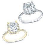 Gold 1 1/2ct TDW Certified Cushion-cut Diamond Halo Engagement Ring - Handcrafted By Name My Rings™