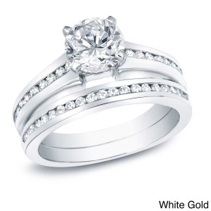 Gold 1 1/2ct TDW Certified Diamond Bridal Ring Set - Handcrafted By Name My Rings™