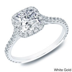 Gold 1 1/2ct TDW Certified Diamond Halo Engagement Ring - Handcrafted By Name My Rings™