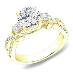 Gold 1 1/2ct TDW Certified Diamond Three-Stone Ring - Handcrafted By Name My Rings™