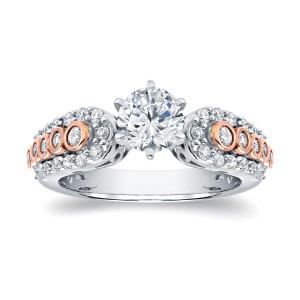 Gold 1 1/2ct TDW Certified Pink and White Two-tone Diamond Ring - Handcrafted By Name My Rings™