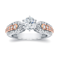Gold 1 1/2ct TDW Certified Pink and White Two-tone Diamond Ring - Handcrafted By Name My Rings™