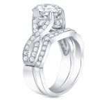Gold 1 1/2ct TDW Certified Round Diamond Bridal Ring Set - Handcrafted By Name My Rings™
