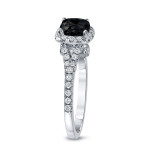 Gold 1 1/2ct TDW Cushion-Cut Black Diamond Halo Engagement Ring - Handcrafted By Name My Rings™