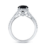 Gold 1 1/2ct TDW Cushion-Cut Black Diamond Halo Engagement Ring - Handcrafted By Name My Rings™