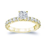 Gold 1 1/2ct TDW Cushion Diamond Engagement Ring - Handcrafted By Name My Rings™