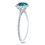 Gold 1 1/2ct TDW Round Blue Diamond Halo Engagement Ring - Handcrafted By Name My Rings™