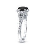 Gold 1 1/2ct TDW Round Cut Black Diamond Halo Engagement Ring - Handcrafted By Name My Rings™