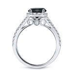 Gold 1 1/2ct TDW Round Cut Black Diamond Halo Engagement Ring - Handcrafted By Name My Rings™