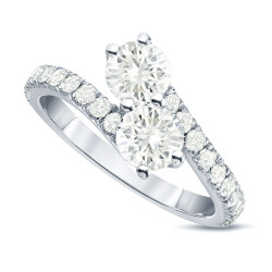 Gold 1 1/2ct TDW Round-Cut Diamond 4-Prong, 2-Stone Engagement Ring - Handcrafted By Name My Rings™