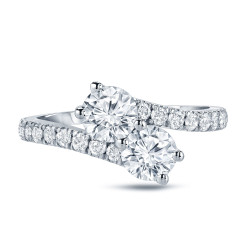 Gold 1 1/2ct TDW Round-Cut Diamond 4Prong 2-Stone Engagement Ring - Handcrafted By Name My Rings™