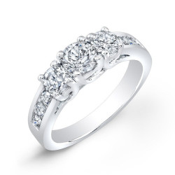 Gold 1 1/2ct TDW Round Diamond 3-stone Engagement Ring - Handcrafted By Name My Rings™