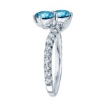 Gold 1 1/2ct TDW Round-cut Blue Diamond 4-prong, 2-stone Engagement Ring - Handcrafted By Name My Rings™