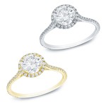 Gold 1 1/2ctTDW Certified Round Diamond Halo Engagement Ring - Handcrafted By Name My Rings™
