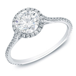 Gold 1 1/2ctTDW Certified Round Diamond Halo Engagement Ring - Handcrafted By Name My Rings™