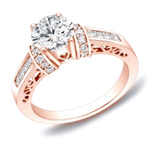 Gold 1 1/4 ct TDW Diamond Engagement Ring with Heart - Handcrafted By Name My Rings™