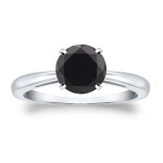 Gold 1 1/4ct 4-Prong Round Cut Black Diamond Solitaire Engagement Ring - Handcrafted By Name My Rings™