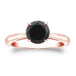 Gold 1 1/4ct 4-Prong Round Cut Black Diamond Solitaire Engagement Ring - Handcrafted By Name My Rings™