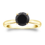 Gold 1 1/4ct 4-Prong Round Cut Black Diamond Solitaire Engagement Ring - Handcrafted By Name My Rings™